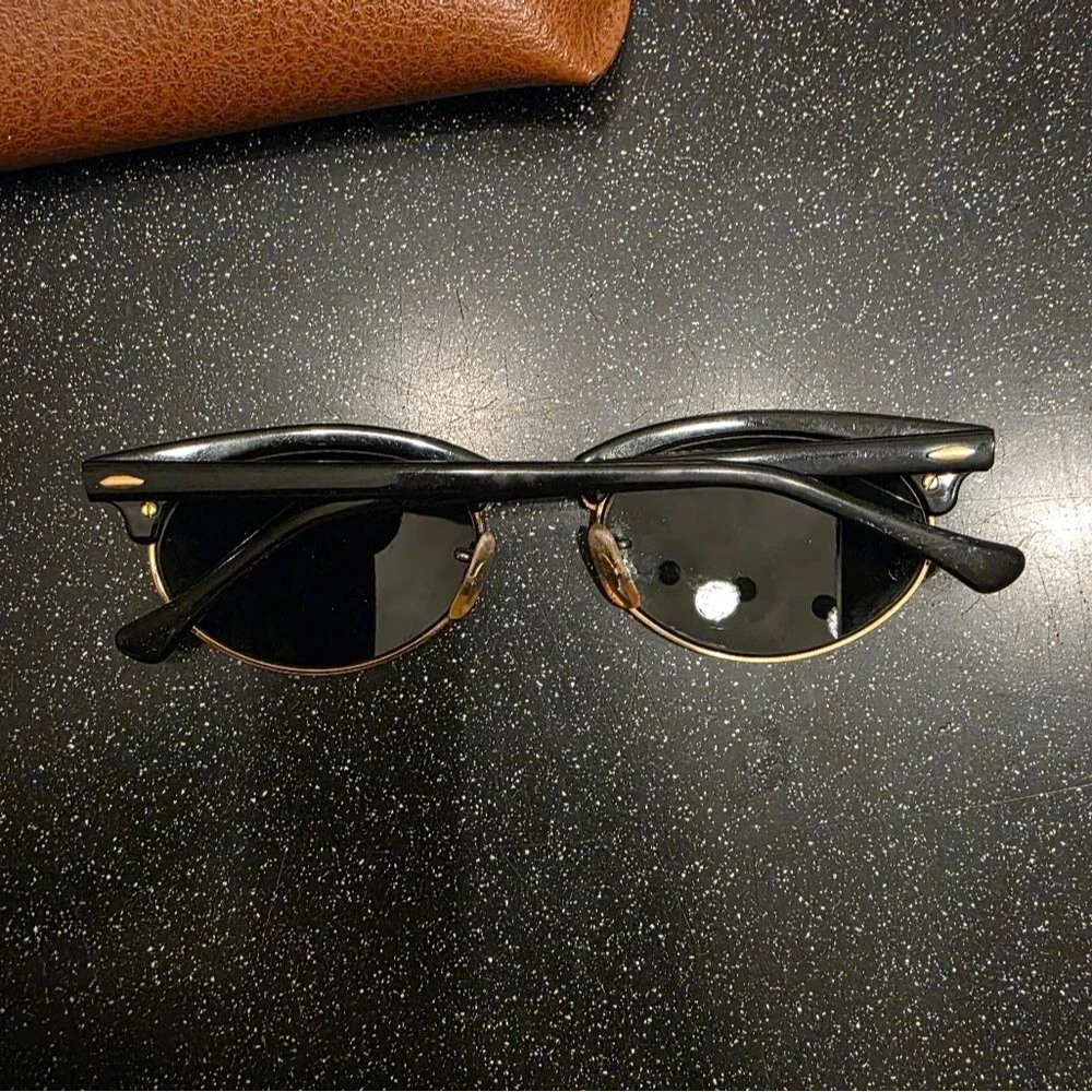 Ray Ban Bausch Lomb B&L CLUBMASTER OVAL Black Gold Vintage Sunglasses Unisez